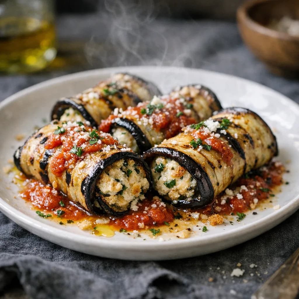 Grilled Eggplant Ricotta Rolls recipe