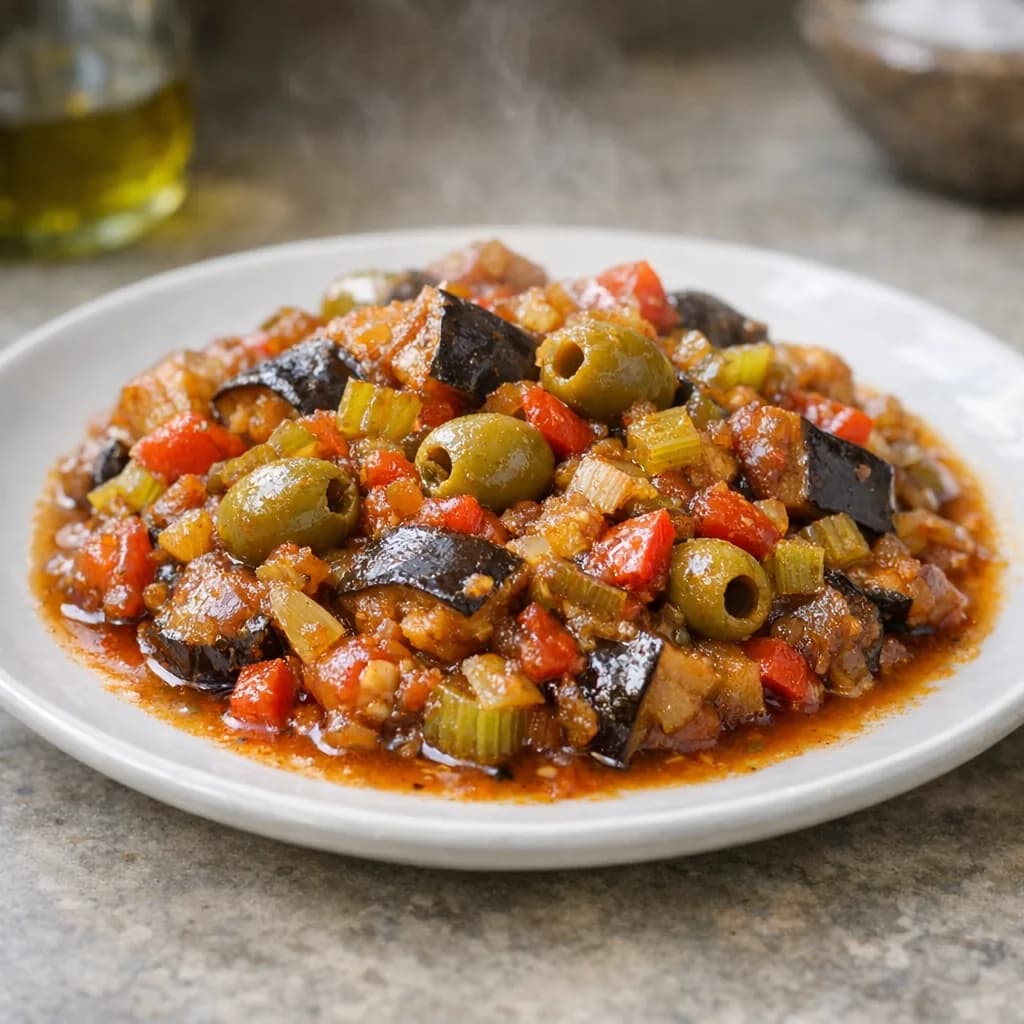 Halal Eggplant and Olive Stew recipe