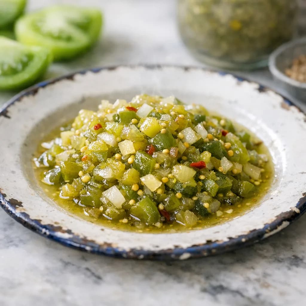 Halal Green Tomato Pickle Relish recipe
