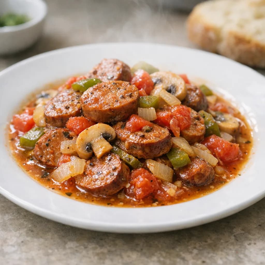 Halal Sausage and Tomato Dinner recipe