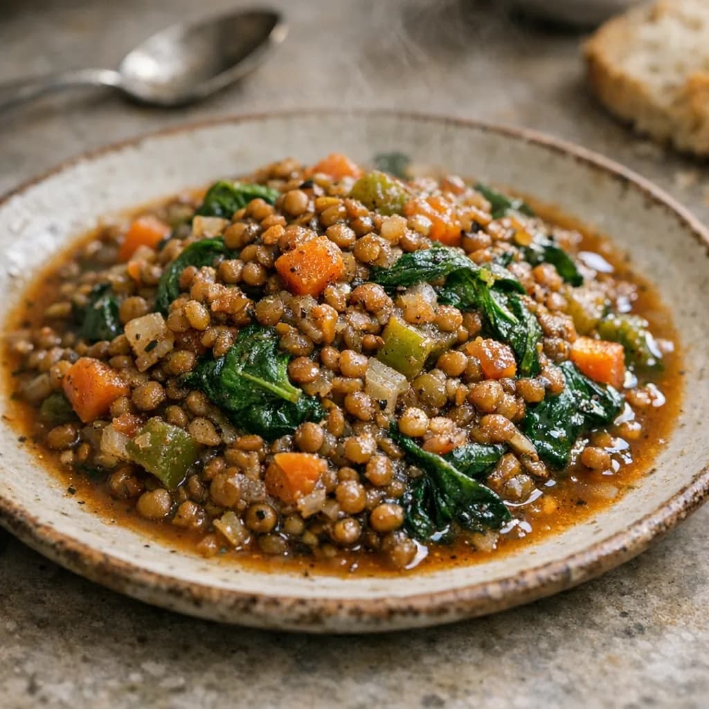 Hearty Lentil and Spinach Stew recipe
