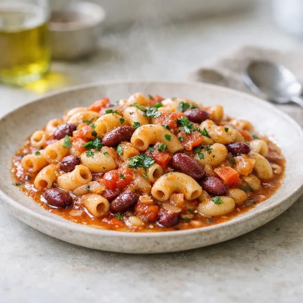 Hearty Vegan Pasta and Bean Stew recipe