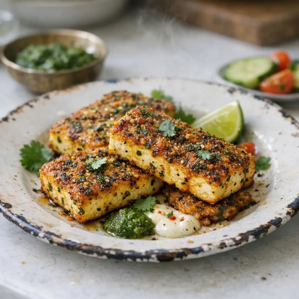 Herb-Crusted Paneer Steaks recipe