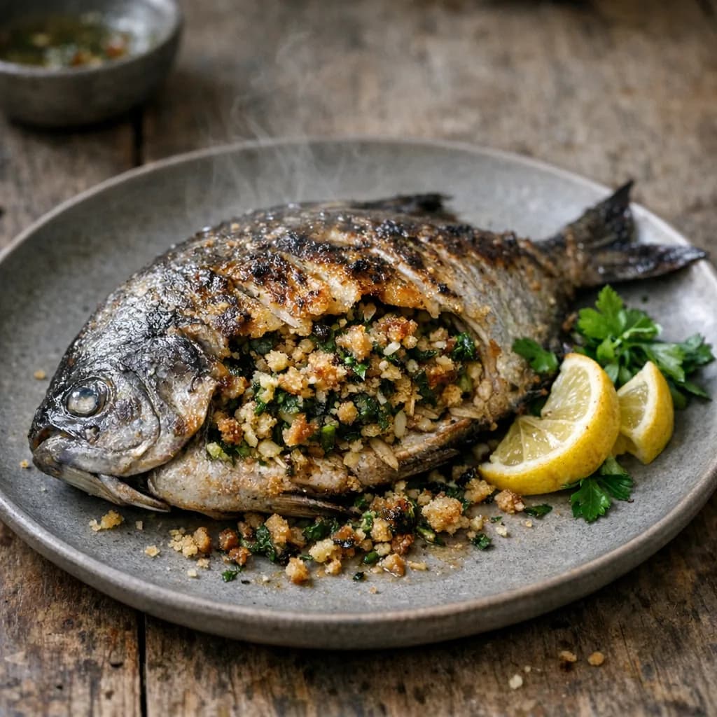 Herb-Stuffed Baked Trout recipe