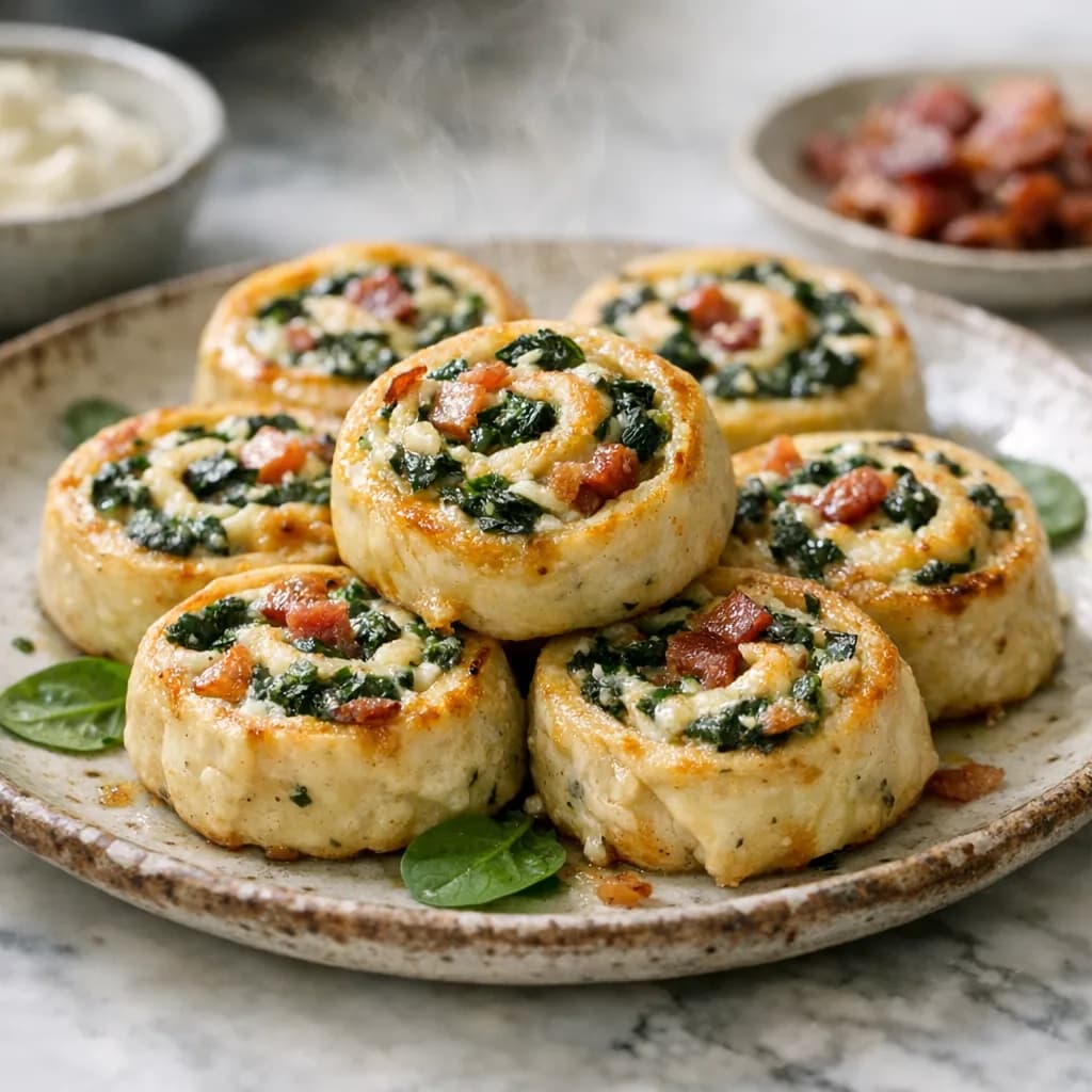 Keto Spinach and Bacon Pinwheels recipe