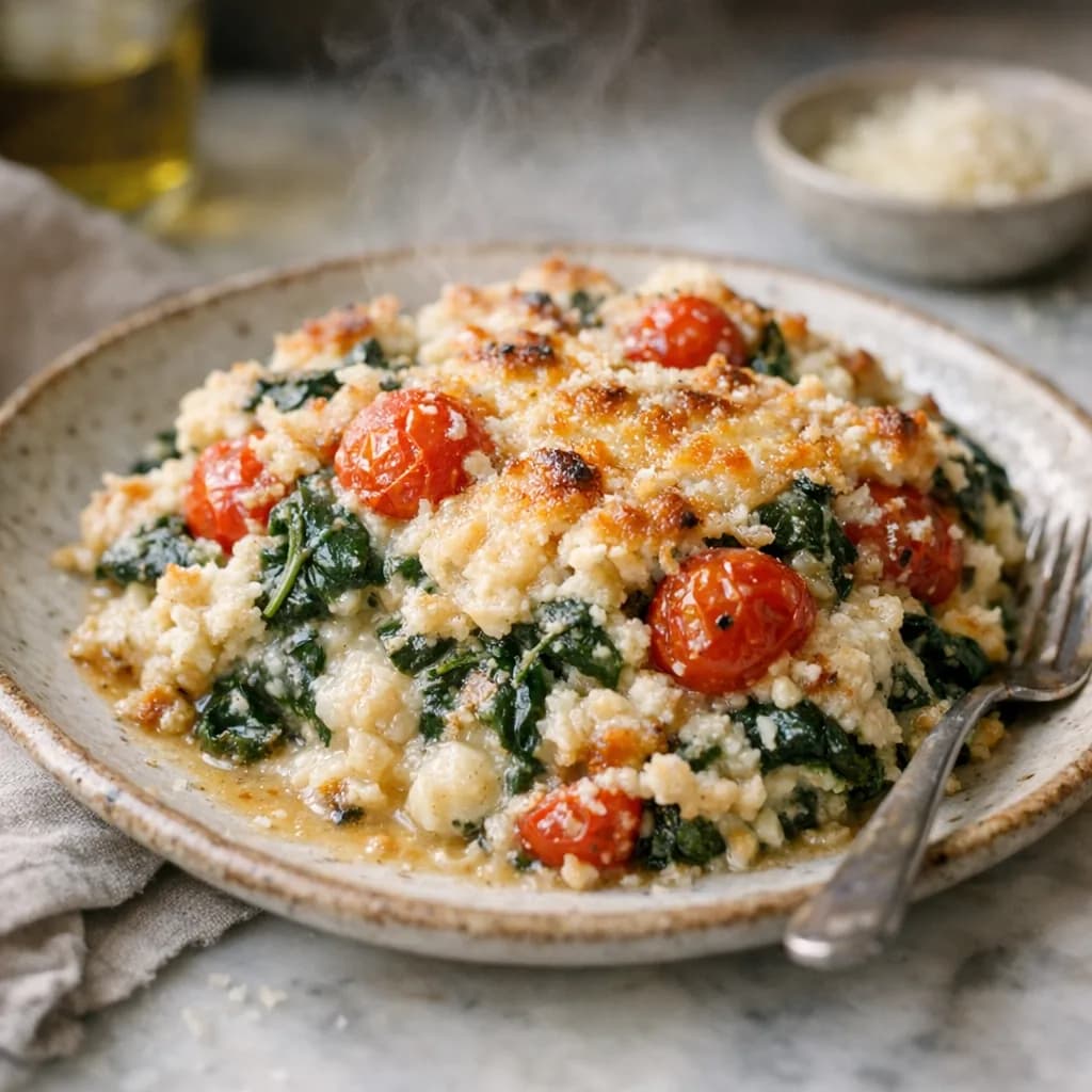 Keto Spinach and Tomato Bake recipe