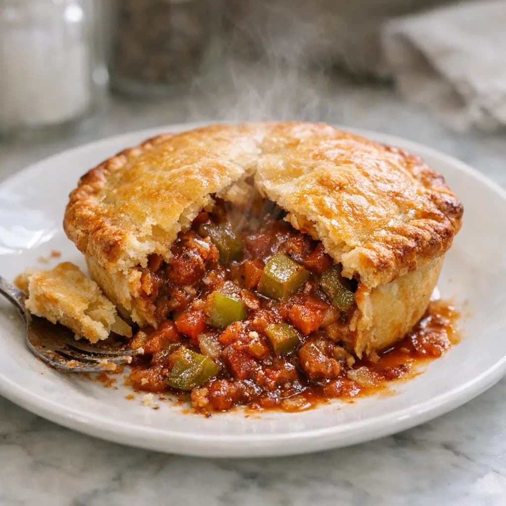Kosher-Style Beef and Pepper Pie recipe