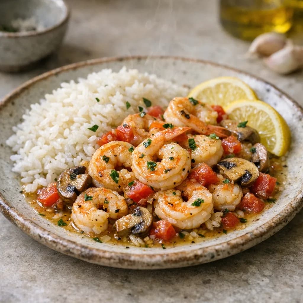 Lemon Garlic Shrimp with Rice recipe