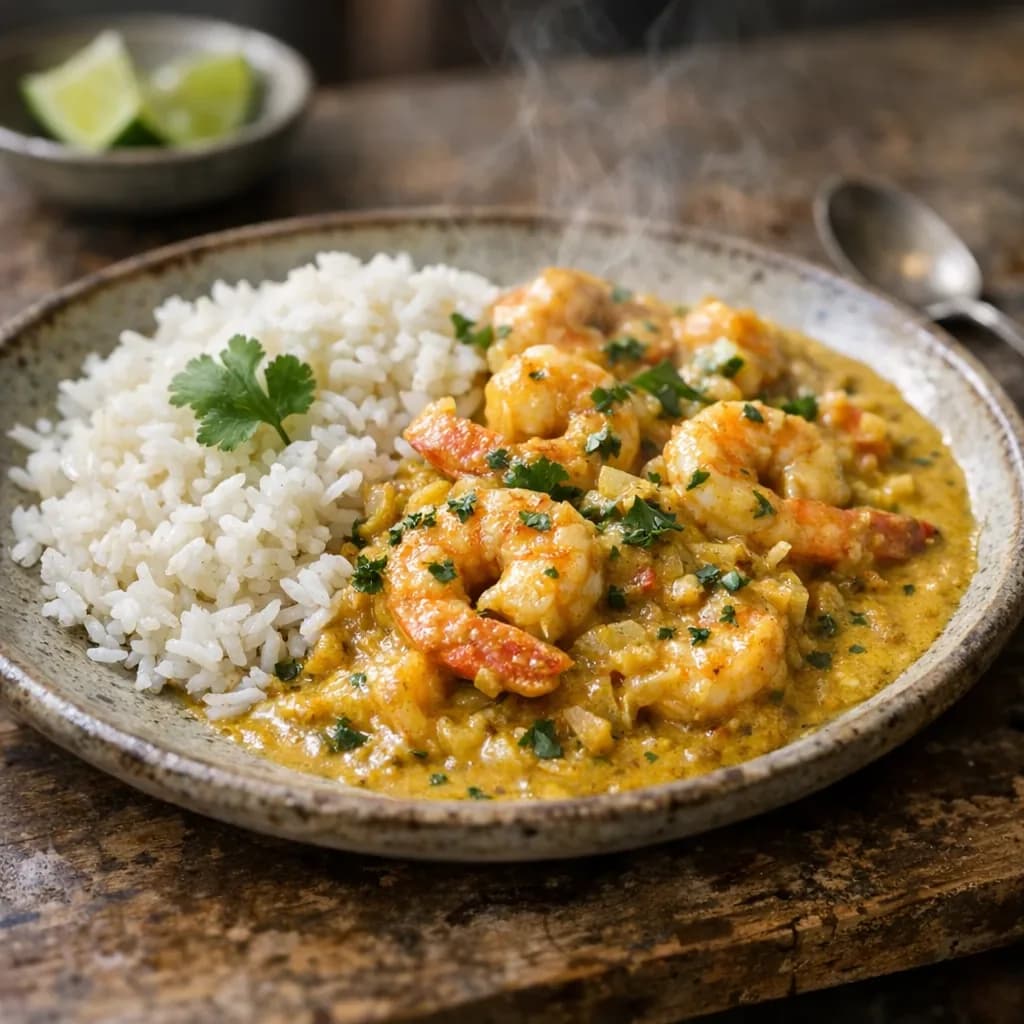 Quick Shrimp Curry with Rice recipe