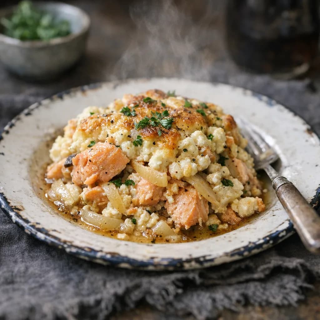 Salmon and Cottage Cheese Bake recipe
