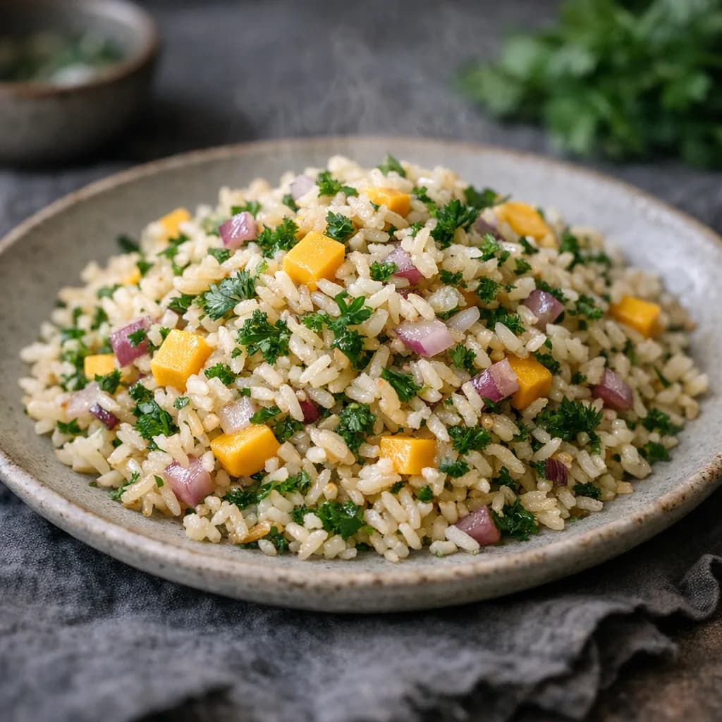 Savory Halal Rice Salad recipe