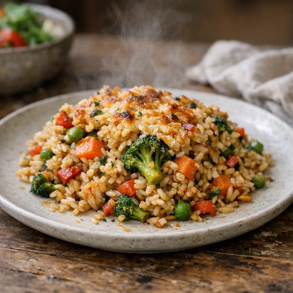Savory Halal Vegetable Rice Bake recipe