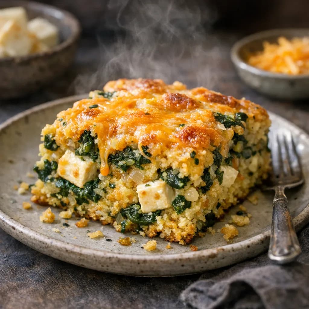 Savory Spinach Cornbread Bake recipe
