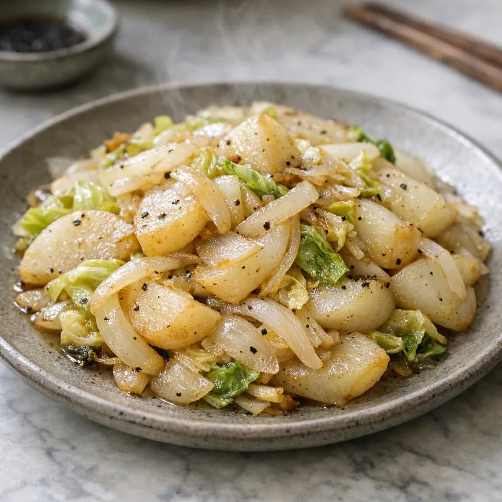Savory Turnip and Onion Stir-Fry recipe