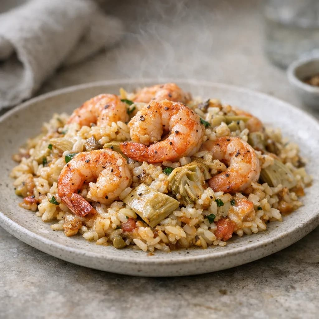 Shrimp and Artichoke Rice Bake recipe