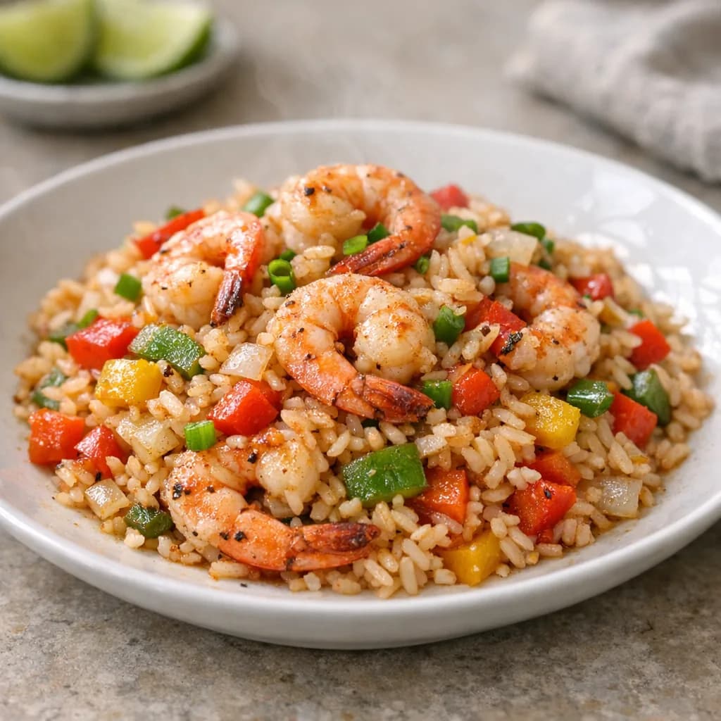 Shrimp and Bell Pepper Rice Bowl recipe