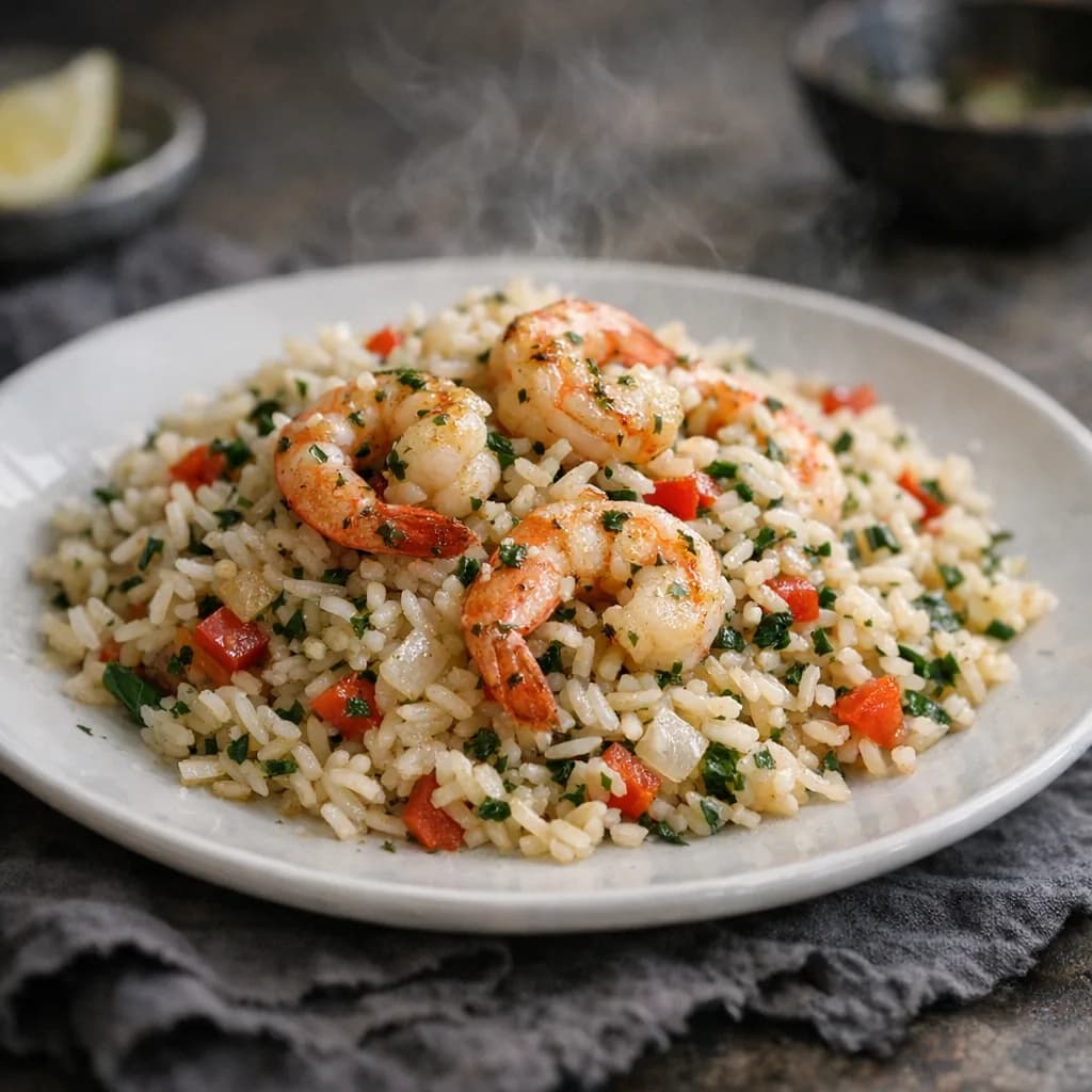 Shrimp and Herb Steamed Rice recipe