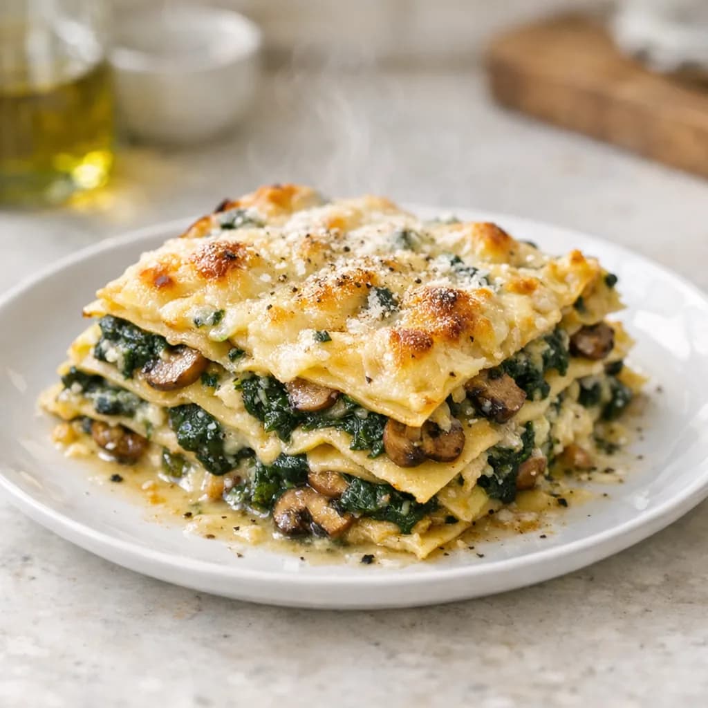 Spinach and Garlic Lasagne recipe