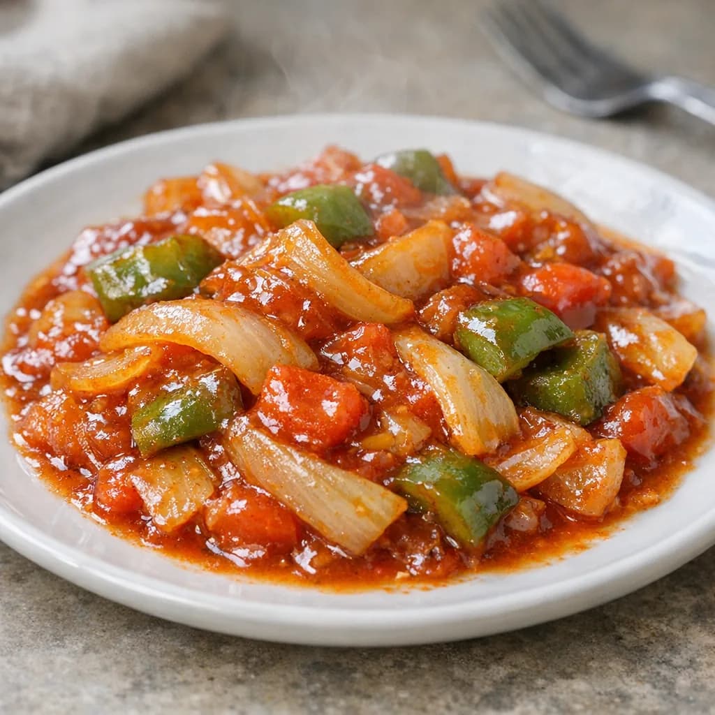 Sambar Onion and Capsicum Stir-Fry recipe