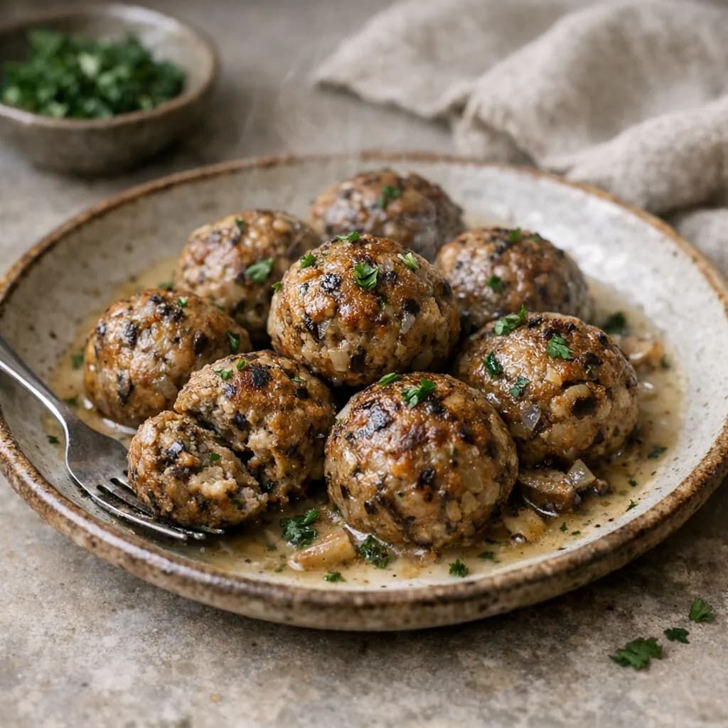 Vegetarian Mushroom Meatballs recipe