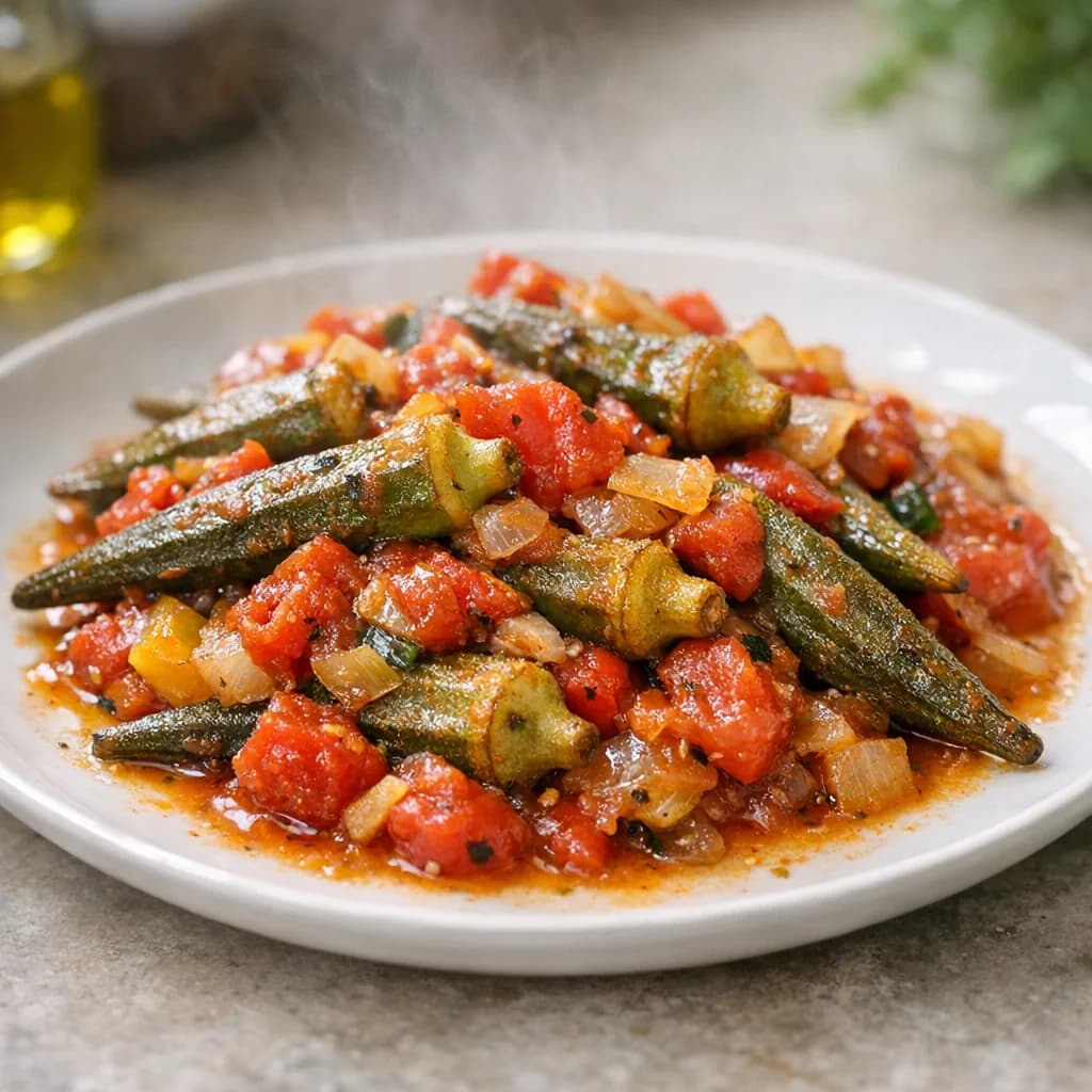 Vegetarian Okra and Tomato Bake recipe