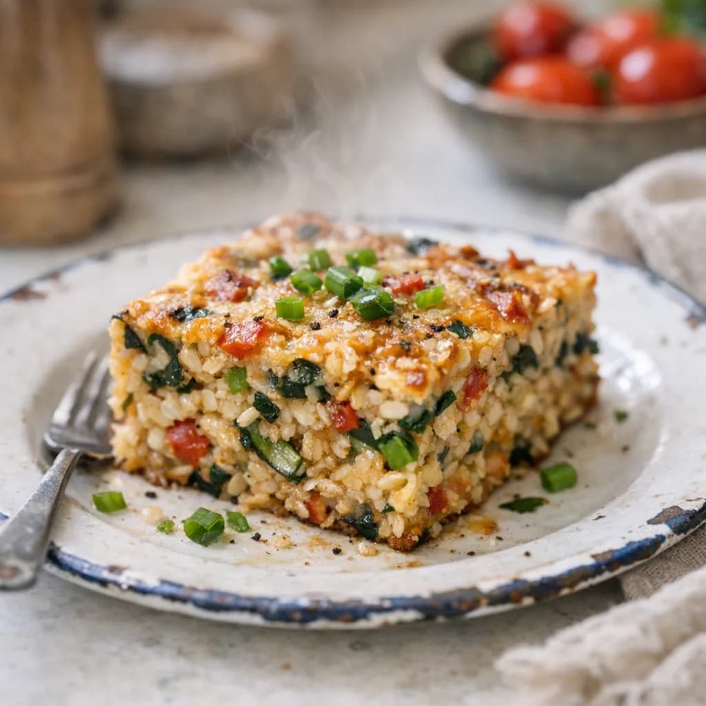 Vegetarian Savory Oat Bake recipe