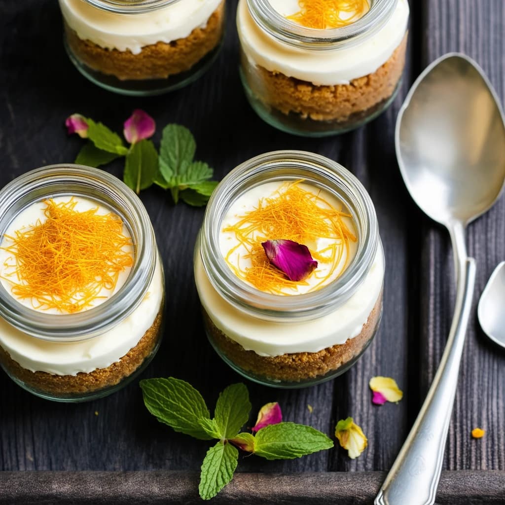 No-Bake Cheesecake Jars with Saffron or Rose Flavor Recipe Kit recipe