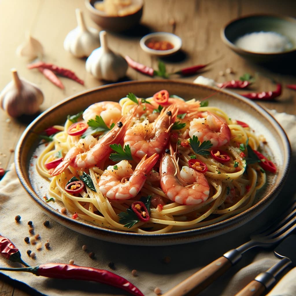 Prawn Linguine with Garlic Chilli and Parsley Recipe Kit recipe