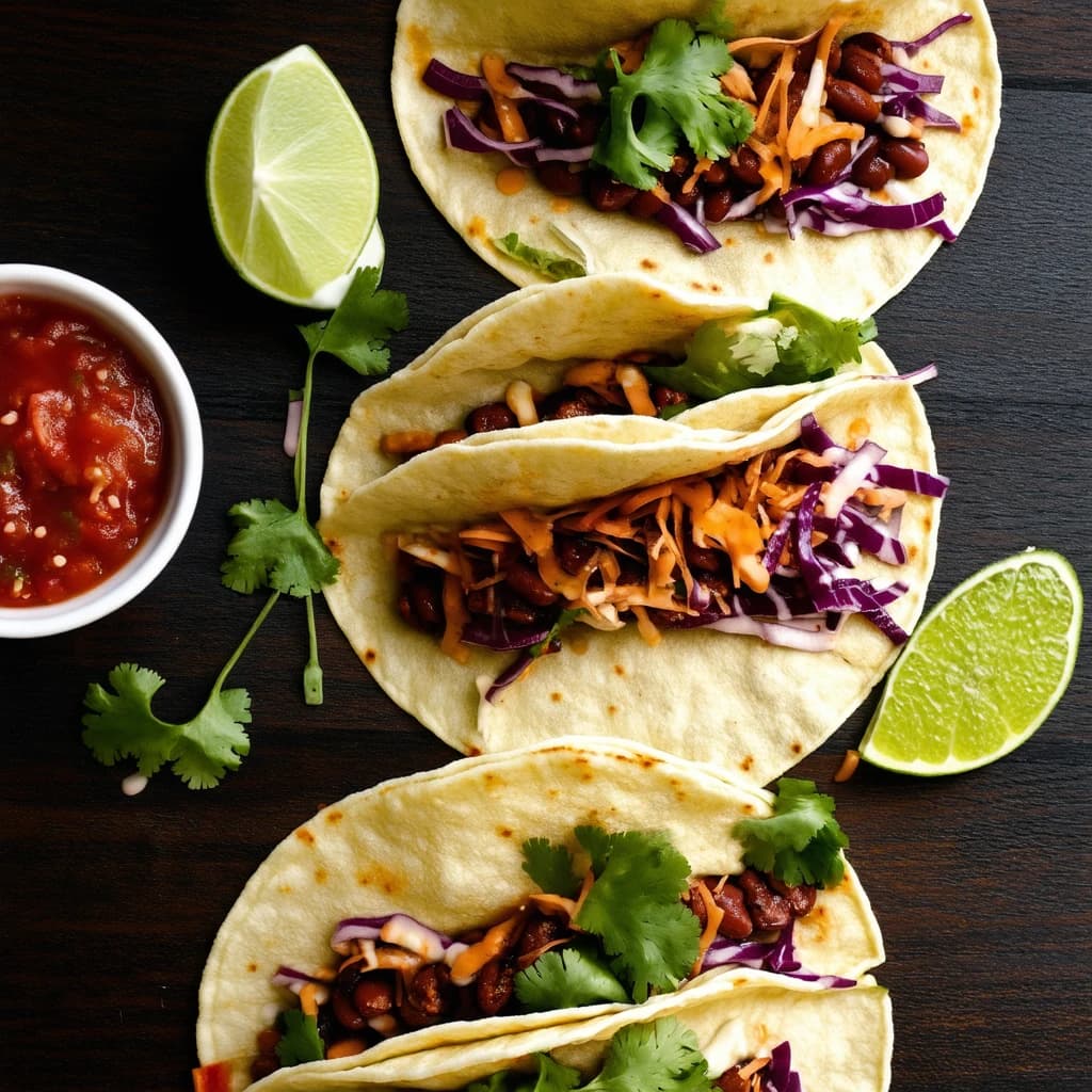 Veg Mexican Tacos with Red Beans and Cabbage recipe