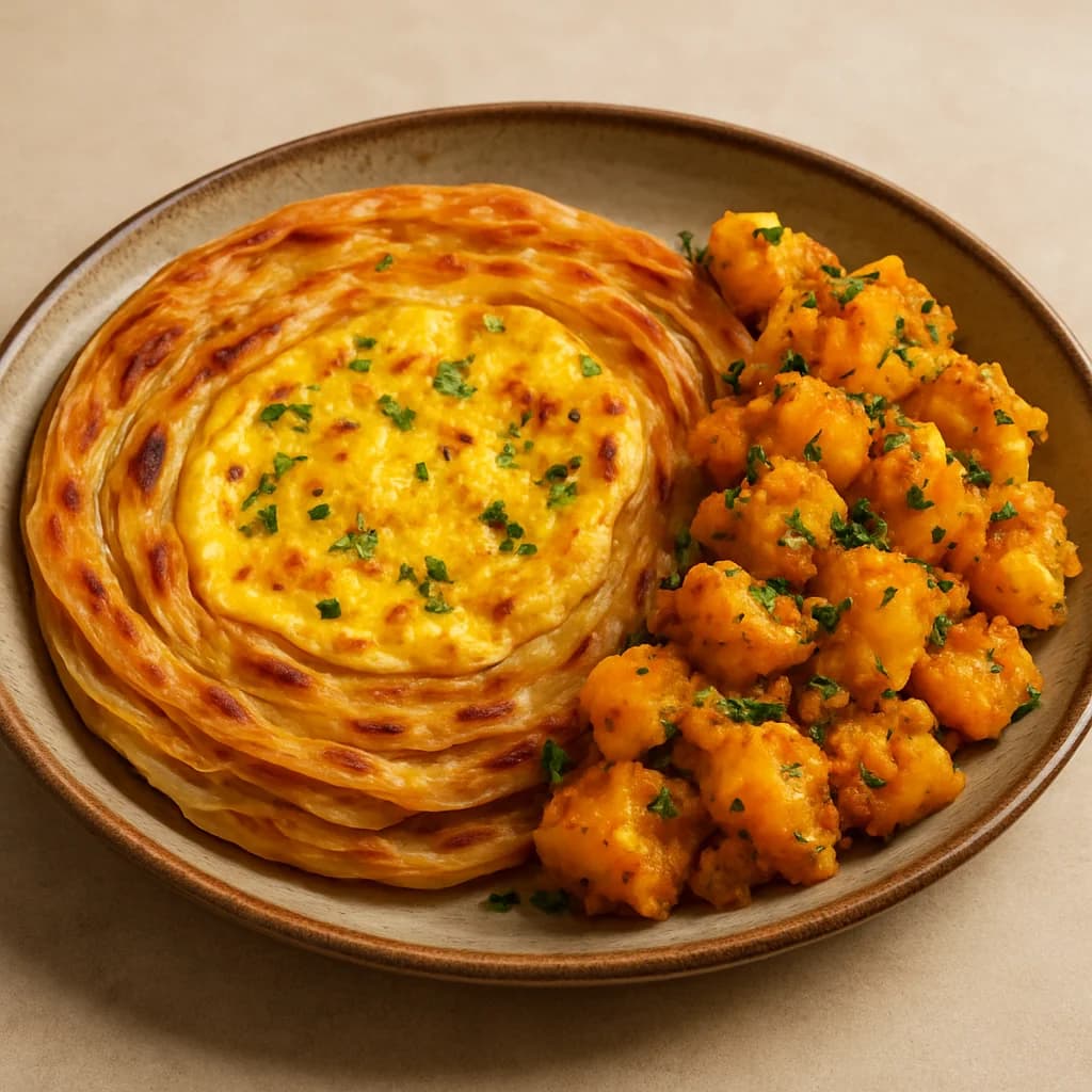 Egg Lachha Paratha With Potato Hyderabadi recipe