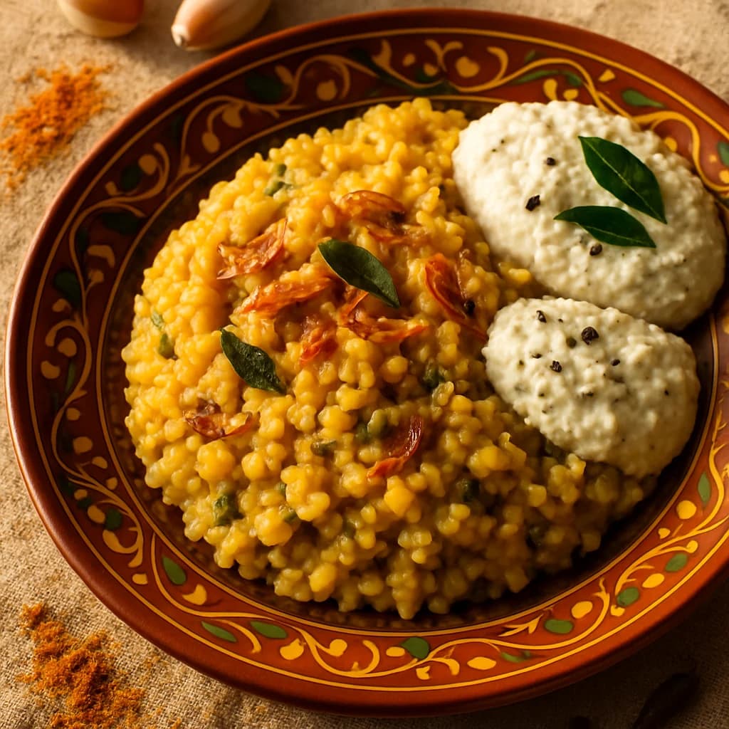 Gluten-Free Bajra and Moong Dal Khichdi with Coconut Chutney recipe