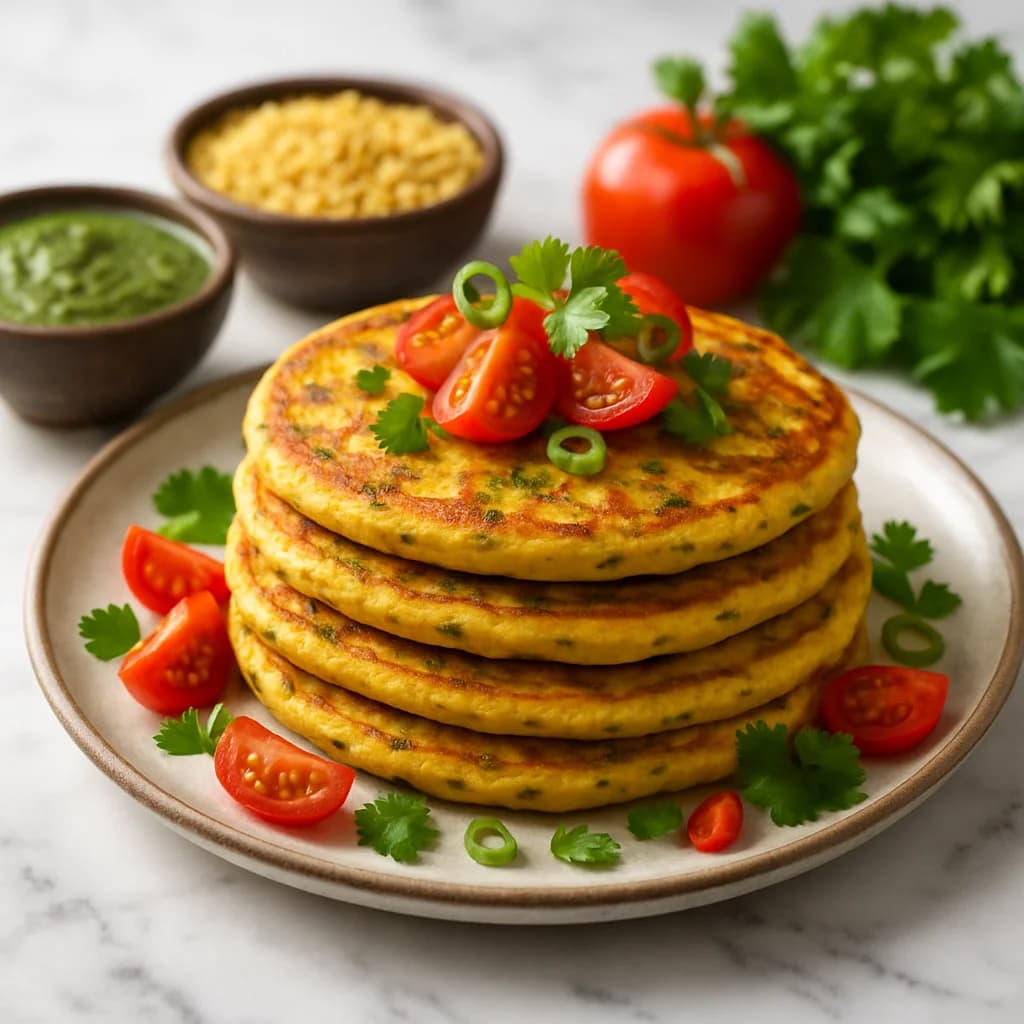 Golden Moong Dal Tikka Pancakes recipe