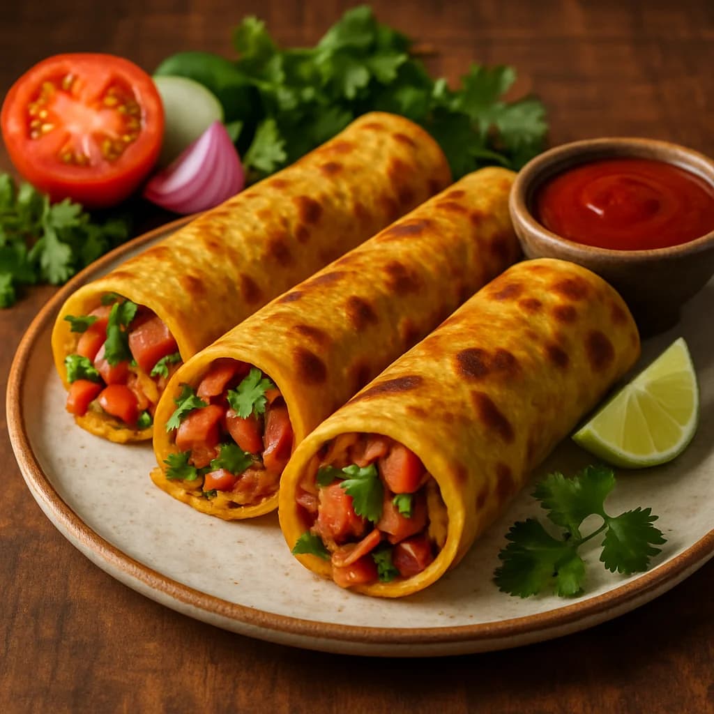 Golden Tawa Masala Paratha Rolls recipe
