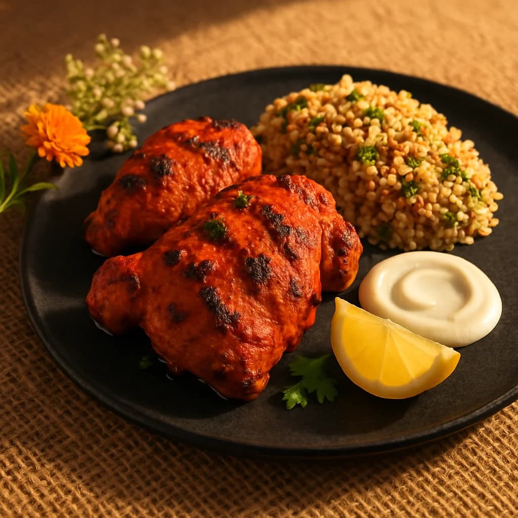 Grilled Tandoori Chicken with Quinoa Pilaf recipe