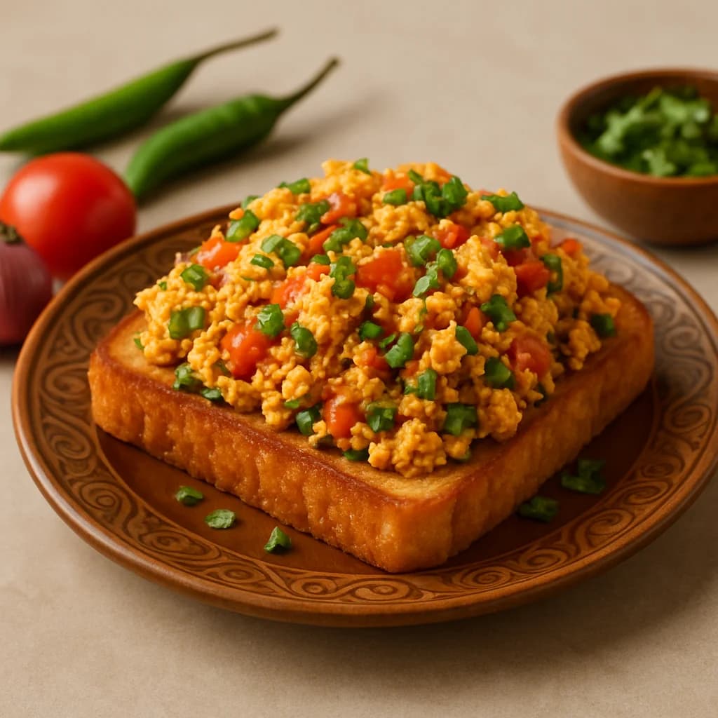 Hearty Paneer Bhurji Masala Toast recipe
