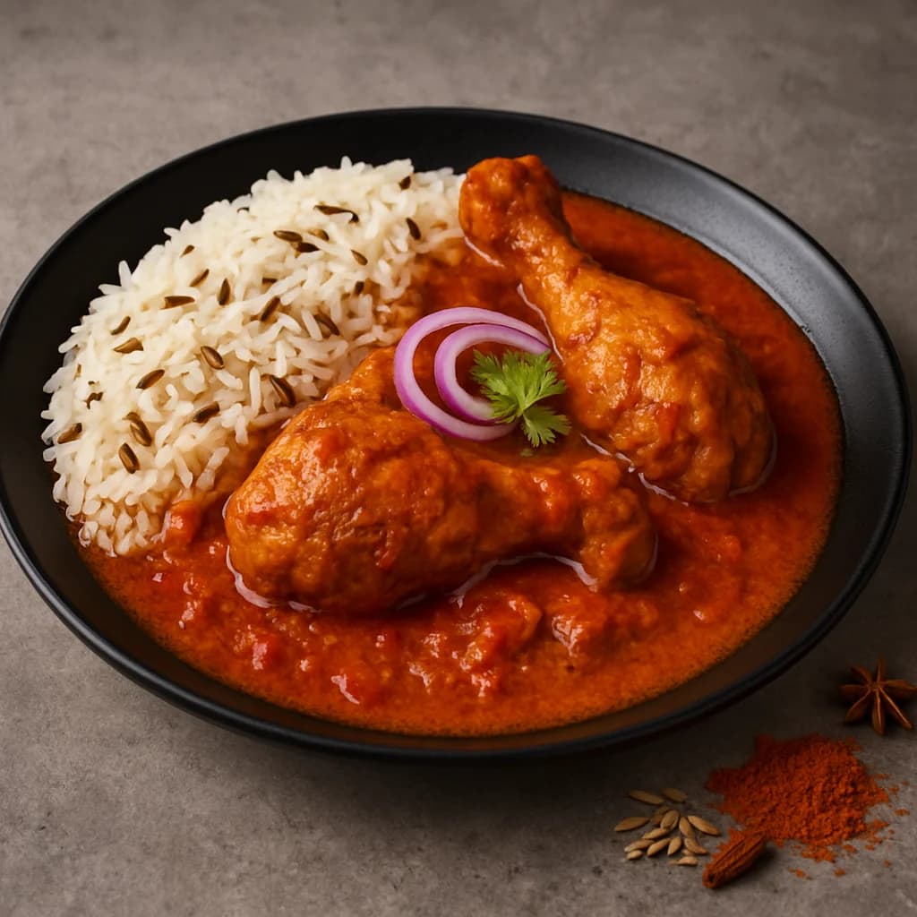 Maharashtrian Malvani Chicken Curry with Jeera Rice recipe