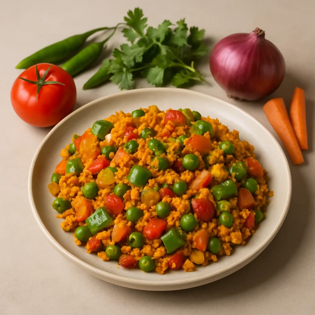 Mildly Spiced Kadhai Vegetable Bhurji recipe