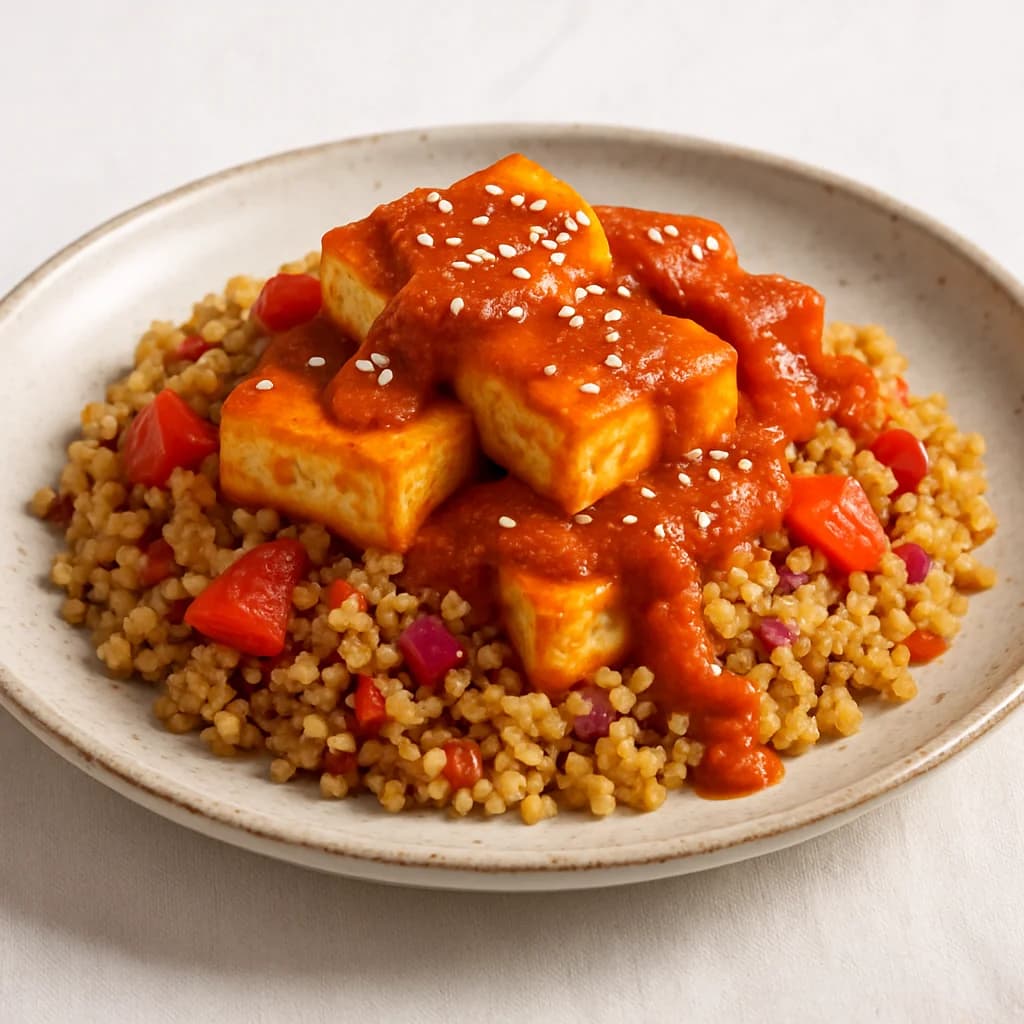 Paneer Quinoa Pilaf with Spiced Tomato Curry recipe