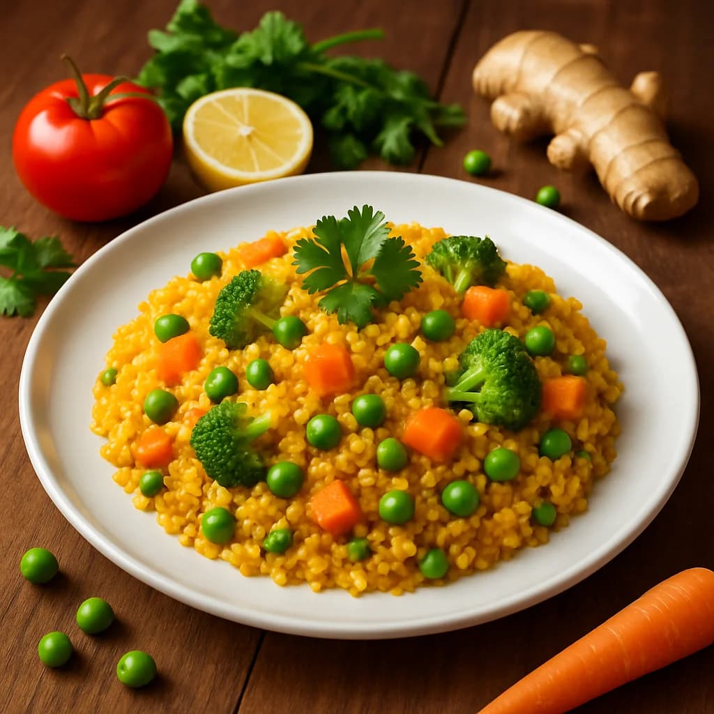 Saffron Veggie Quinoa Khichdi recipe