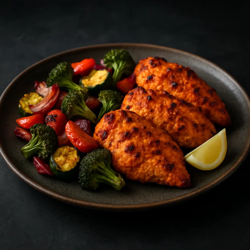 Spiced Chicken Tikka with Air-Fried Veggies recipe