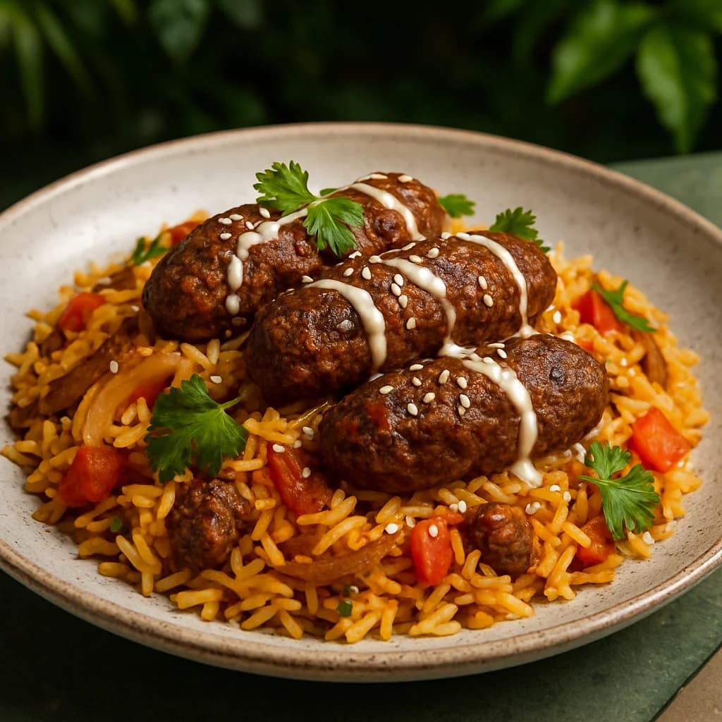 Spiced Lamb Kofta Biryani recipe