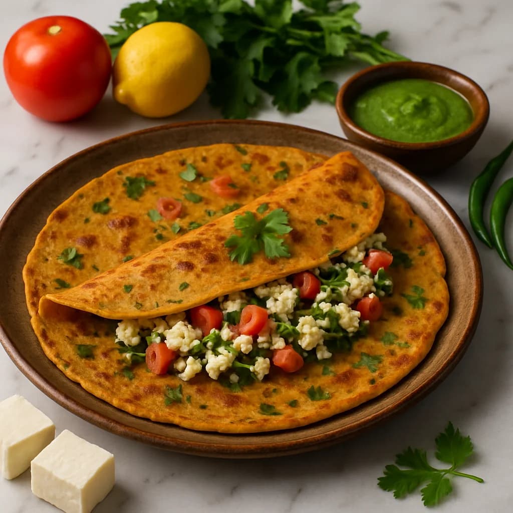 Spiced Paneer Tawa Cheela recipe