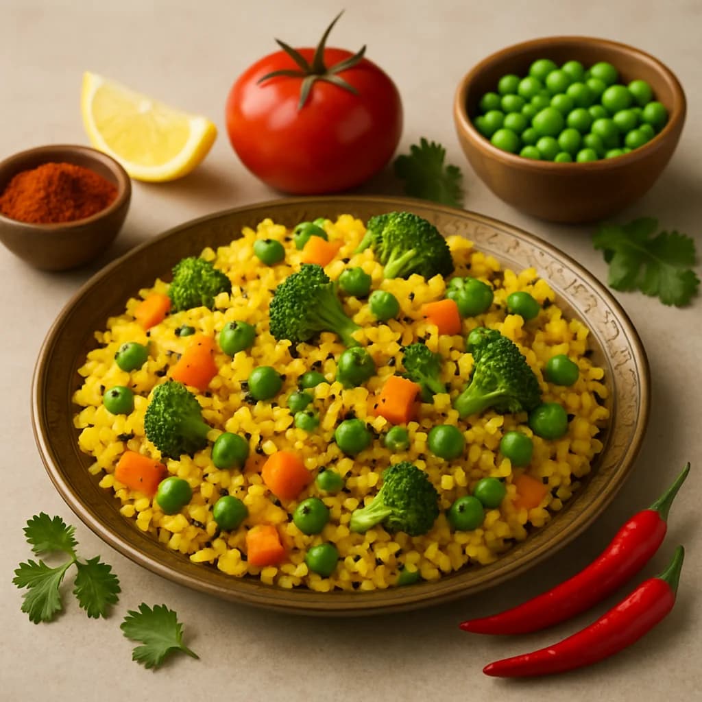 Spiced Vegetable Panch Phoron Poha recipe