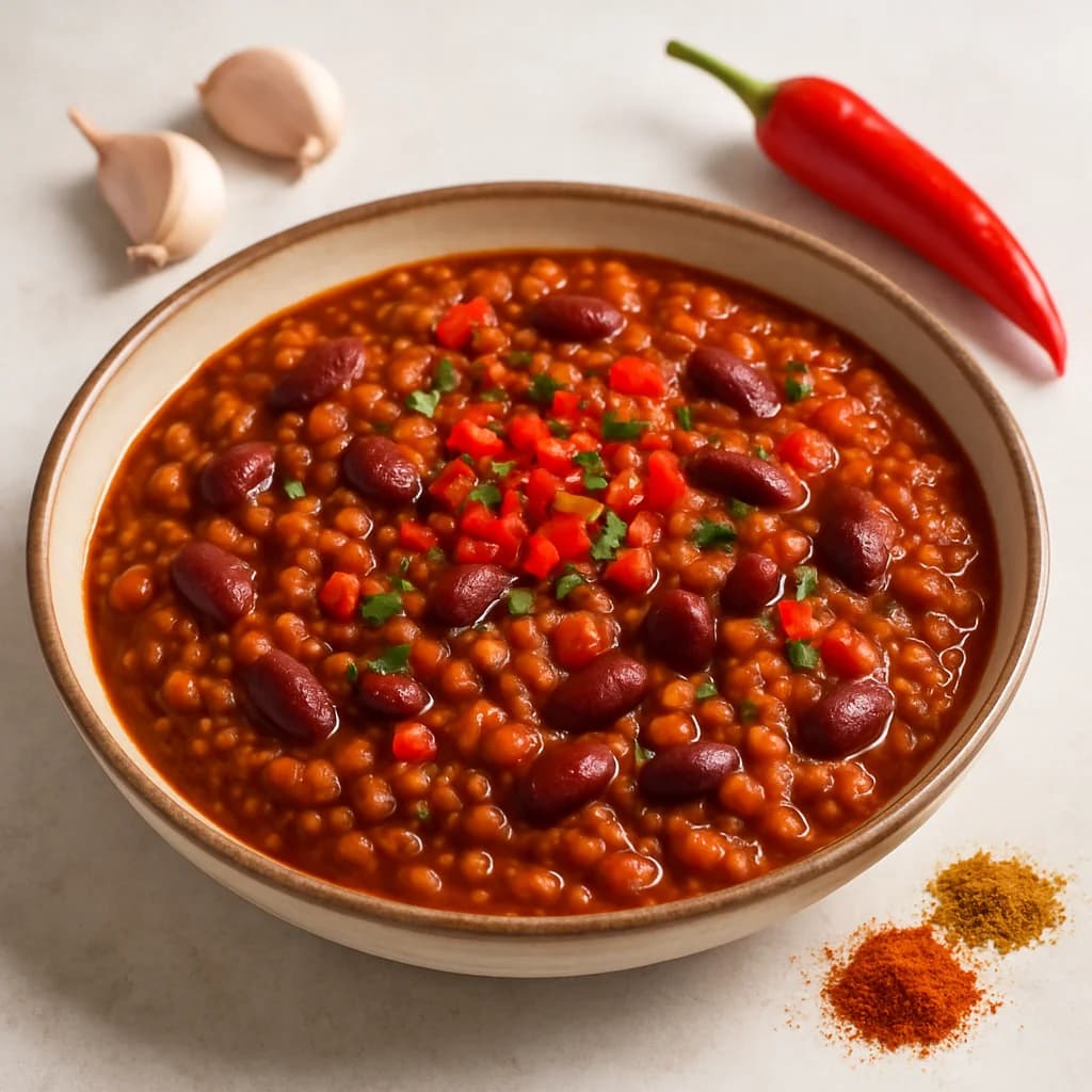 Spicy One-Pot Vegetarian Lentil Chili recipe