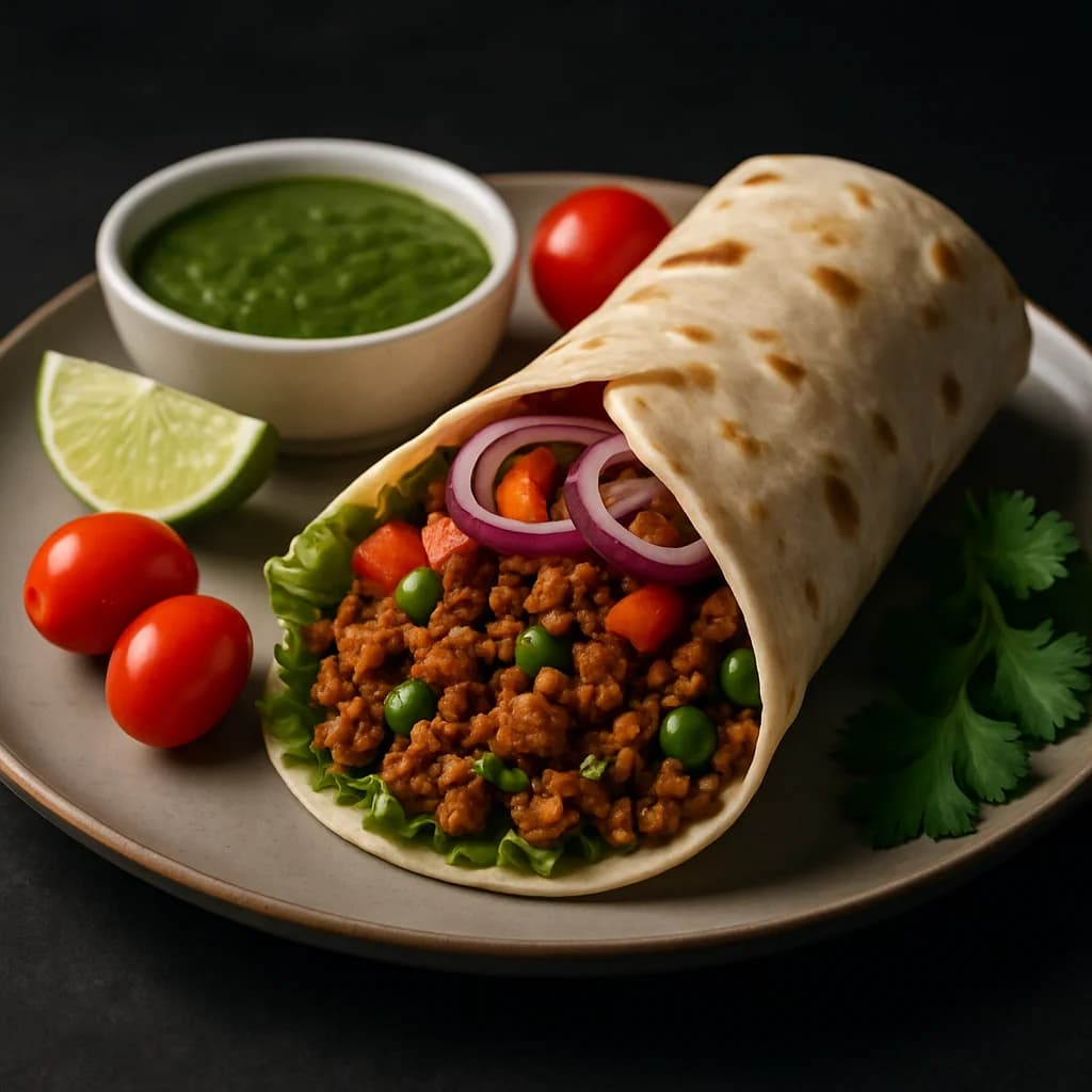 Spicy Punjabi Chicken Keema Wrap recipe