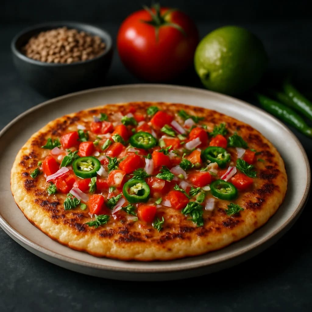 Spicy Tawa Lentil Uttapam recipe