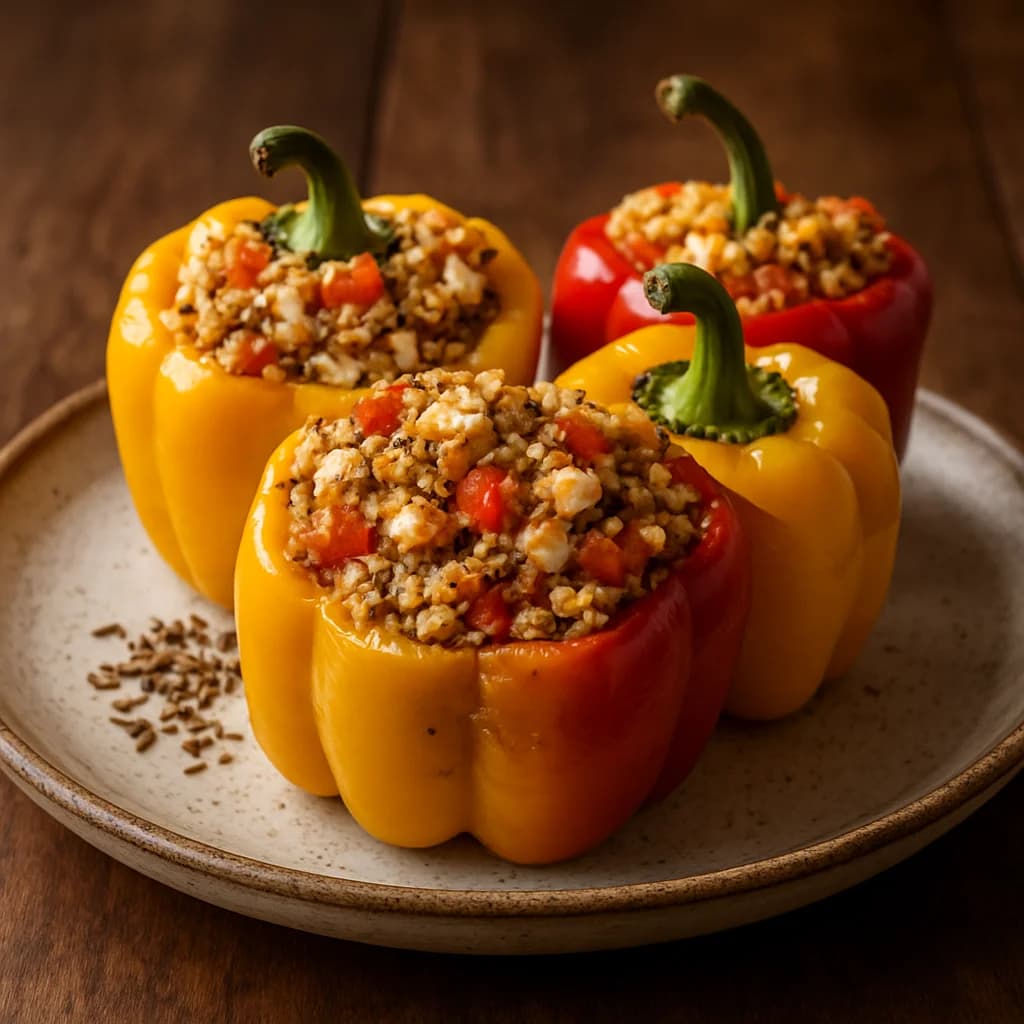 Stuffed Bell Peppers with Quinoa & Lean Chicken recipe