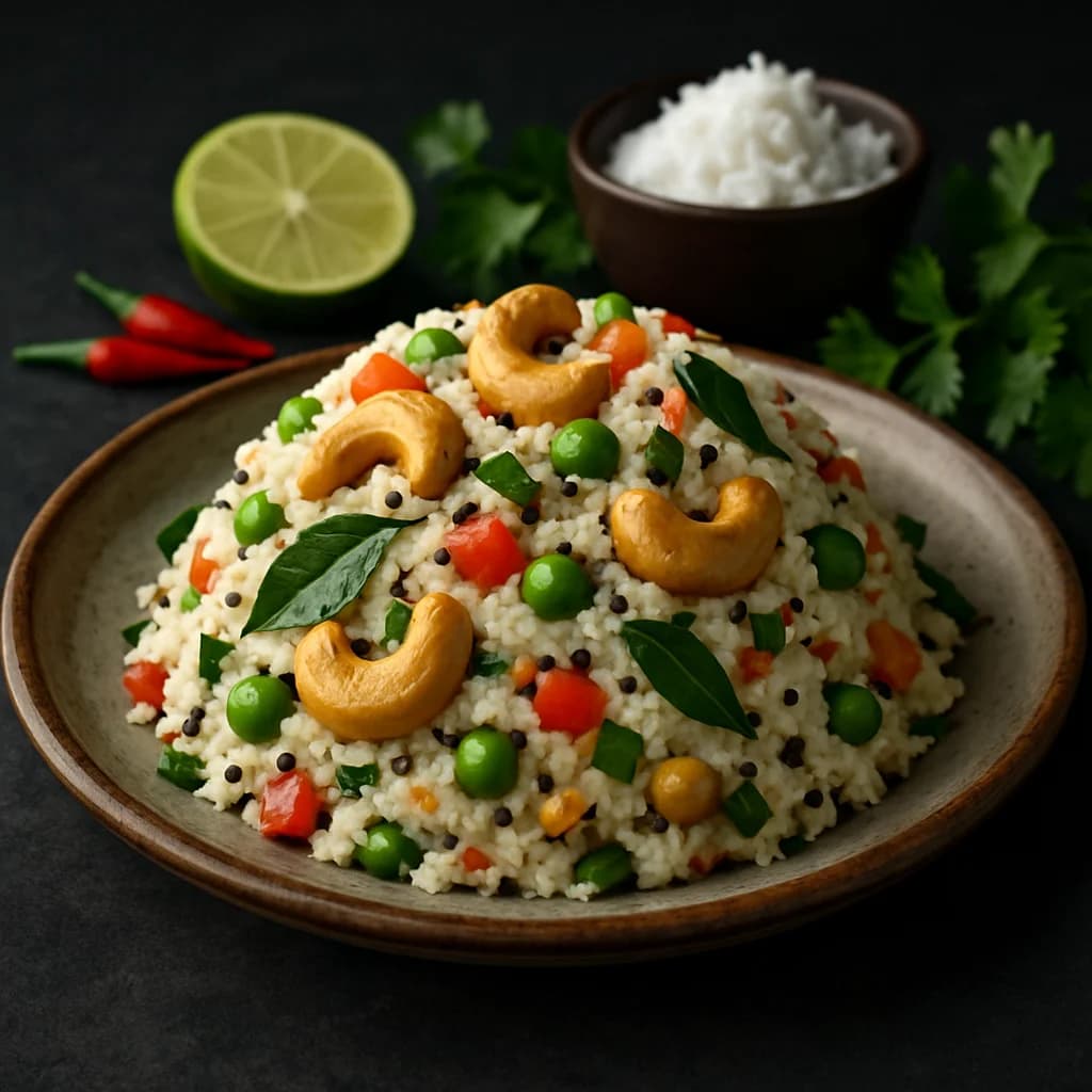 Tangy Coconut Cashew Upma recipe