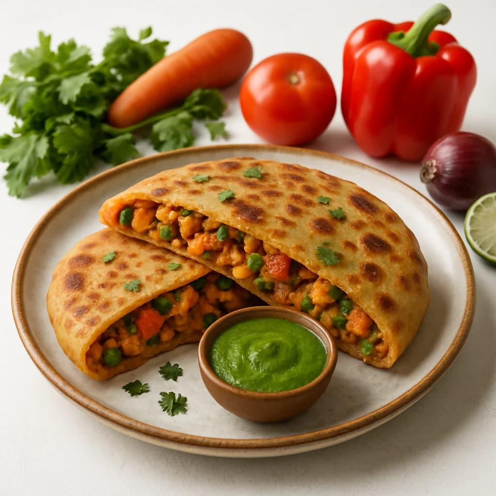 Tangy Tandoori Vegetable Stuffed Paratha recipe