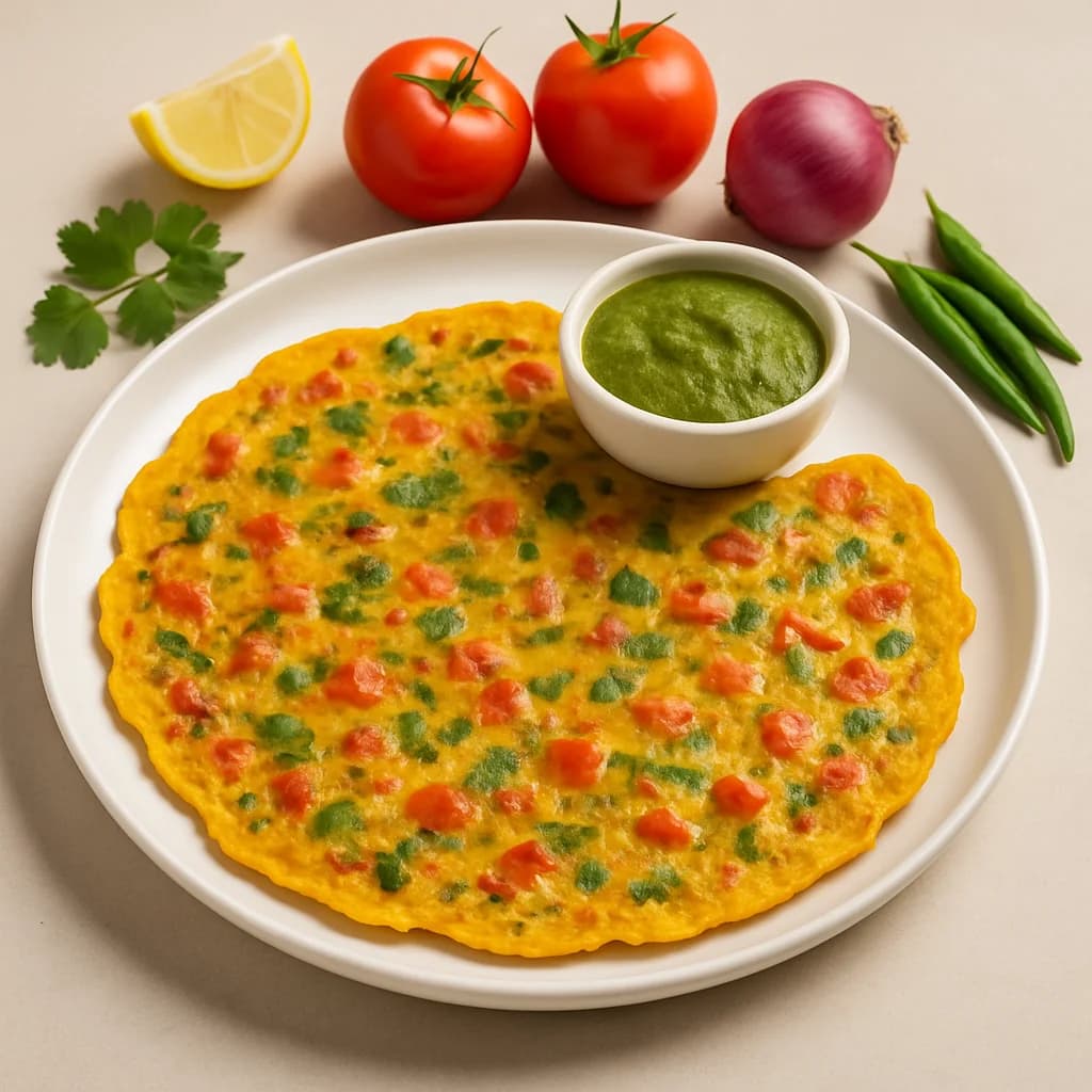 Tangy Vegetable Besan Puda recipe